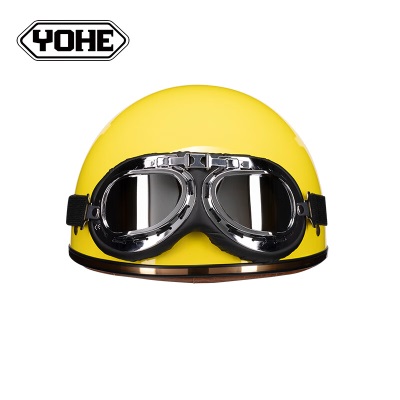 永恒（YOHE）电动车头盔3C认证复古哈雷摩托车半盔男女成人四季轻便安全帽黄均码s431s433