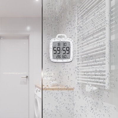 易美特2021年新款厨房家用防水浴室钟倒计时温湿度计时可挂可立翻转小挂钟s427