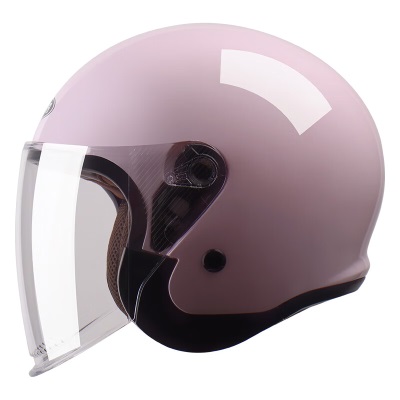 YEMA 3C认证633S电动摩托车头盔男女冬季轻便式半盔电瓶车安全帽 四季通用 樱桃粉s436