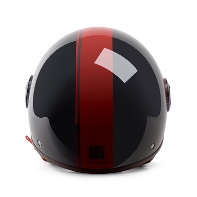 MOTOCUBE 3C认证631S电动摩托车头盔男女冬季保暖半盔电瓶车安全帽 四季通用 亮灰红纹s436
