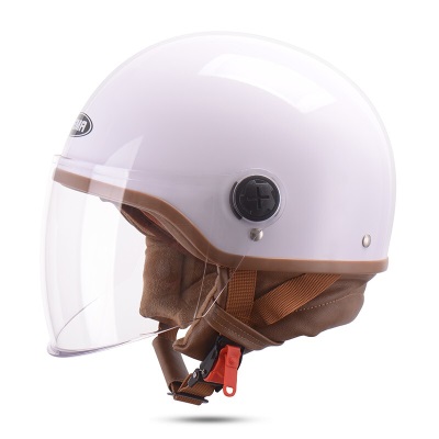 野马（YEMA）3C认证355S电动摩托车头盔男冬季电瓶车半盔女安全帽 四季 白色s436