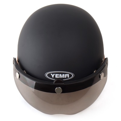 野马（YEMA）3C认证352S电动车头盔男女通用哈雷半盔电瓶车摩托车安全帽 夏季 亚黑配咖色短镜s436