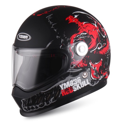 野马（YEMA）3C认证833摩托车头盔男个性越野机车全盔电动车安全帽 四季通用s436