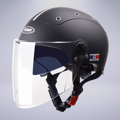 YEMA 3C认证332S电动摩托车头盔男女夏季双镜片防晒半盔安全帽 均码s436