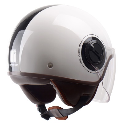 MOTOCUBE 3C认证631S电动摩托车头盔男女冬季保暖半盔电瓶车安全帽 四季通用 白色黑纹s436