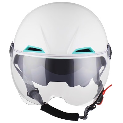 野马（YEMA）3C认证350S电动摩托车头盔男女夏季双镜片轻便式电瓶车半盔 白色s436