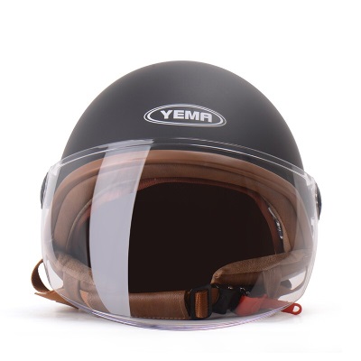 野马（YEMA）3C认证355S电动摩托车头盔男冬季电瓶车半盔女安全帽 四季 亚黑s436