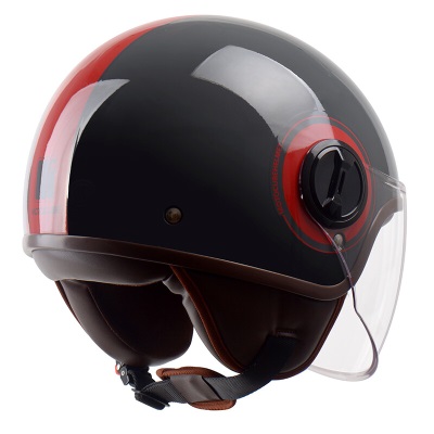 MOTOCUBE 3C认证631S电动摩托车头盔男女冬季保暖半盔电瓶车安全帽 四季通用 亮灰红纹s436