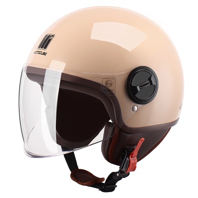 MOTOCUBE 3C认证631S电动摩托车头盔男女冬季保暖半盔电瓶车安全帽 四季通用 米色s436