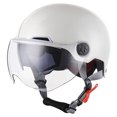 野马（YEMA）3C认证350S电动摩托车头盔男女夏季双镜片轻便式电瓶车半盔 冷淡灰s436