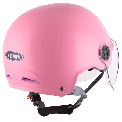 野马（YEMA）3C认证350S电动摩托车头盔男女夏季双镜片轻便式电瓶车半盔 粉红s436