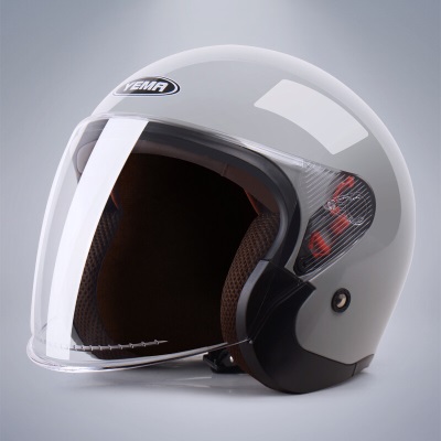 YEMA 3C认证633S电动摩托车头盔男女冬季轻便式半盔电瓶车安全帽 四季通用 冷淡灰s436