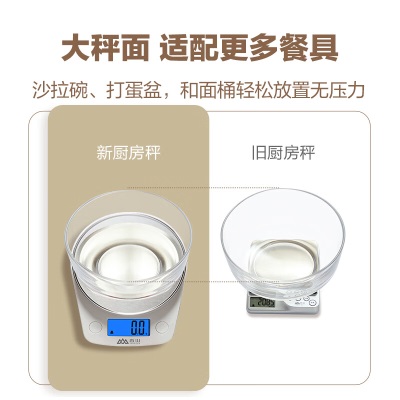 香山电子秤厨房秤 克称食物烘焙秤称菜茶叶 LCD背光大屏s454g