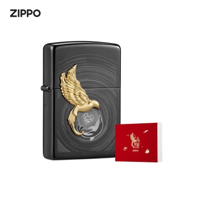ZIPPO煤油防风打火机 创意徽章系列CP礼盒 官方原装 礼品礼物 飞鸟与鱼 套装s453