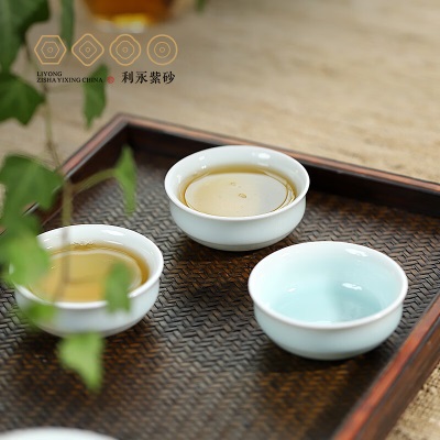 百年利永 整套茶具品茗杯小口杯子陶瓷小茶杯  功夫茶具泡茶杯清波杯 45ccs466