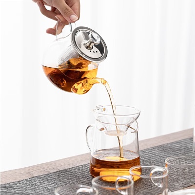 金镶玉 玻璃茶具套装 带过滤茶水分离茶壶加厚高硼硅玻璃套组茶杯茶叶罐 雅风壶茶具套组s464