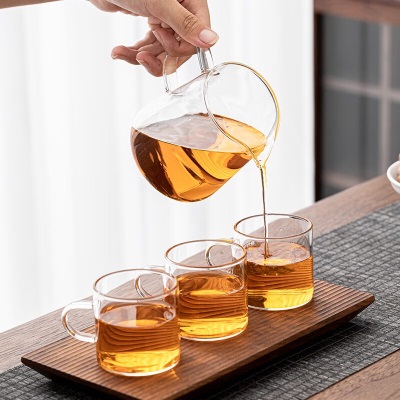 金镶玉 玻璃茶具套装 带过滤茶水分离茶壶加厚高硼硅玻璃套组茶杯茶叶罐 雅风壶茶具套组s464