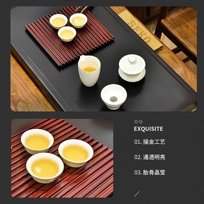 新功（SEKO）红坚木实木茶盘茶具套装排水式茶台泡茶家用功夫茶盘套装 J85 排水式茶盘s462