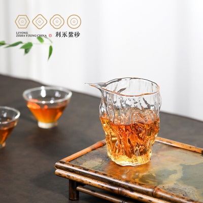 百年利永 玻璃公道杯加厚耐热茶水分离器功夫茶具配件树纹公道杯315ccs466