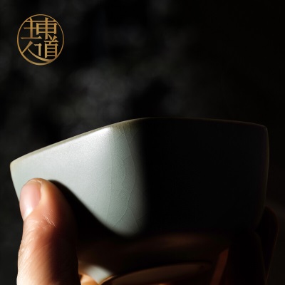 东道主人 徐结根老师制作 汝官窑主人杯茶杯 陶瓷艺术收藏品 礼盒装 方融杯100mls463