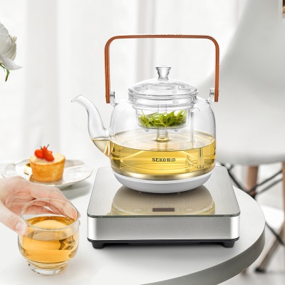 新功（SEKO）全自动底部上水电热水壶烧水壶 喷淋式蒸汽煮茶器 茶具套装玻璃电茶壶W21s462