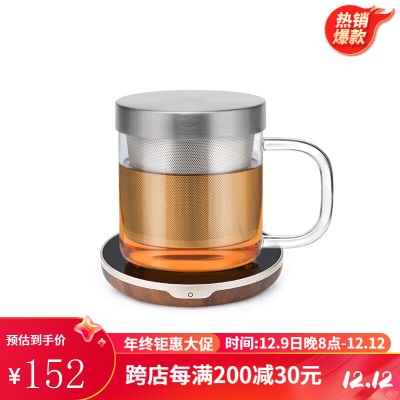 尚明耐热玻璃泡茶杯茶水分离不锈钢过滤办公茶杯带盖带把透明水杯家用s476