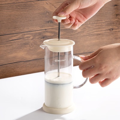 天喜（TIANXI）奶泡机家用手动打奶泡器奶泡壶咖啡牛奶手打玻璃奶泡杯打泡器s471