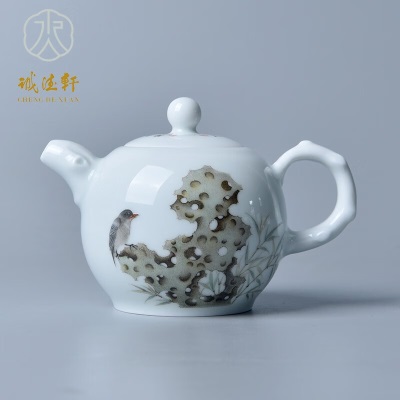 诚德轩诚德轩景德镇瓷器茶具礼品手绘茶壶粉彩1号茶壶玲珑有致s480
