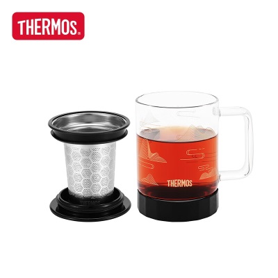 膳魔师（THERMOS）玻璃杯透明带把手家用茶水分离办公室泡茶杯节日礼物TCGJ-450s472