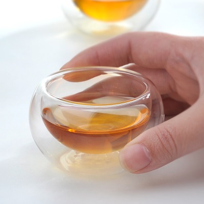 雅集双层耐高温透明玻璃杯 功夫茶具花茶 品茗杯 茶具套装配件s477