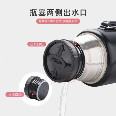 膳魔师（THERMOS）户外便捷旅行壶304真空不锈钢保温壶露营车载水壶大容量2LSK-2020s472