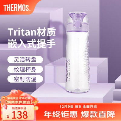 膳魔师（THERMOS）Tritan塑料水杯夏季男女运动瓶户外露营便携随行杯带提手茶杯TCSDs472