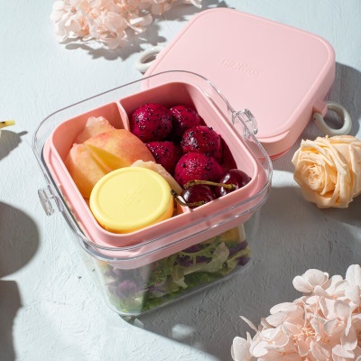 膳魔师（THERMOS）日式保冷沙拉盒上班族便携午餐便当盒饭盒DJR-950 粉色s472