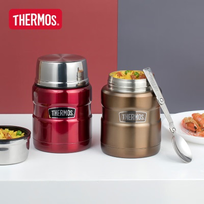 膳魔师（THERMOS） 焖烧杯保温饭盒闷粥杯上班带饭不锈钢保温桶闷烧罐470ml SK-3000 红色s472