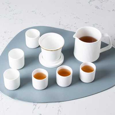 高淳陶瓷茶壶茶具套装家用客厅轻奢中式办公室能量滤茶杯全套茶杯 黑色s479