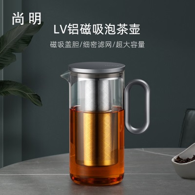 尚明耐热玻璃茶壶茶水分离不锈钢过滤泡茶壶大容量泡茶器功夫茶具套装s476