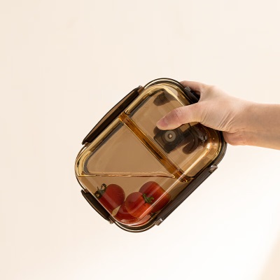 天喜（TIANXI）玻璃饭盒可微波炉加热专用碗带饭餐盒上班族保温便当盒分隔保鲜盒s471