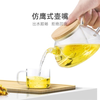 尚明大容量耐热玻璃花果茶冷饮凉水壶养生壶冲泡茶壶过滤家用茶具套装s476