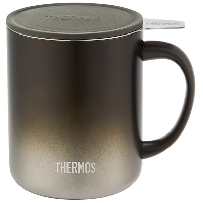 膳魔师（THERMOS）不锈钢茶漏把手杯商务办公保温咖啡杯泡茶简约马克杯 TEMC-400s472
