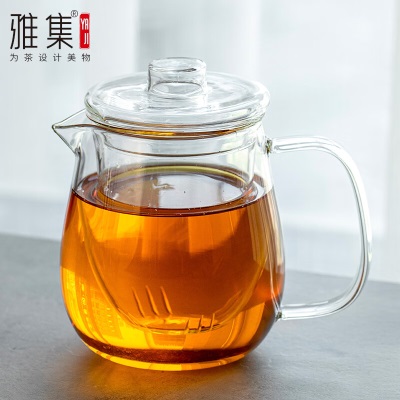 雅集茶壶家用 耐热玻璃过滤泡茶壶茶水分离简易泡茶器煮茶具套装s477