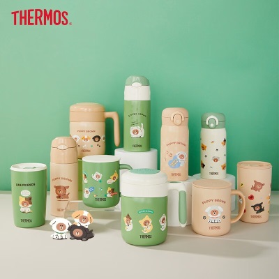 膳魔师（THERMOS）Line Friends联名宠物系列猫猫狗狗吸管杯便携咖啡杯儿童保温杯s472