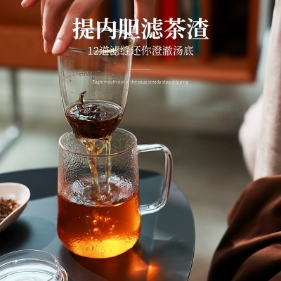 雅集茶具锤纹杯耐热玻璃加厚过滤泡茶杯子大容量男女家用办公茶杯 茶屿锤纹茶杯500mls477