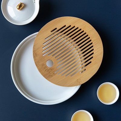 雅集陶瓷茶盘家用简约功夫茶具中式茶托实用茶海储水大小号干泡台托盘s477