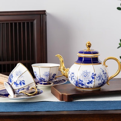 高淳陶瓷盛世同春系列骨瓷茶具喝茶青花套装咖啡具家用茶壶整套功夫茶具现代古典客厅泡茶高端