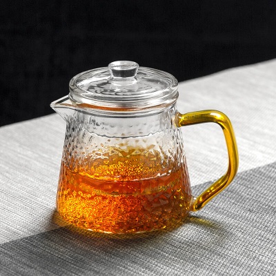 雅集茶具套装 锤纹耐热玻璃过滤煮茶壶 耐高温泡花茶器 功夫茶杯家用s477