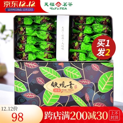 天福茗茶（TenFu’s TEA） 天福茗茶 铁观音 清香型铁观音乌龙茶 180G纸巾盒装s481