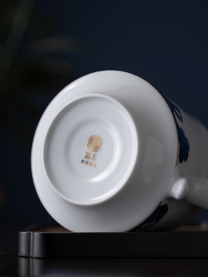 富玉 景德镇玲珑瓷茶杯办公室专用茶杯 过滤茶叶杯男士陶瓷中式杯s481