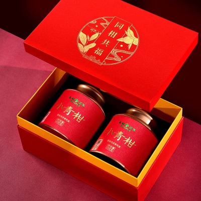 天福茗茶 同柑共福 新会小青柑柑普茶礼盒装茶叶2罐一盒500gs481