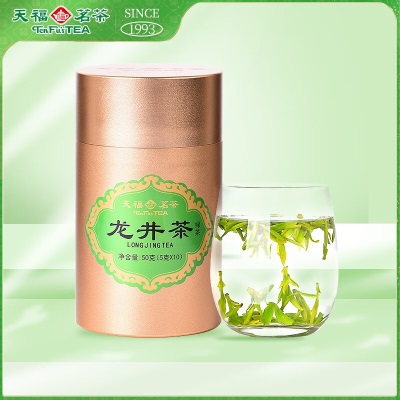 天福茗茶（TenFu’s TEA）  浙江龙井2023春茶铝罐装 绿茶春茶早春茶叶50gs481