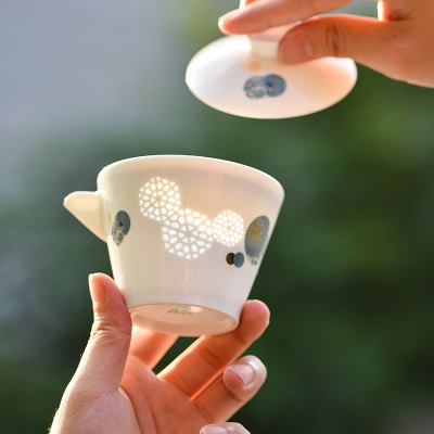 富玉玲珑瓷茶具一壶两杯套装功夫陶瓷旅行包户外便携喝茶随身泡茶s481